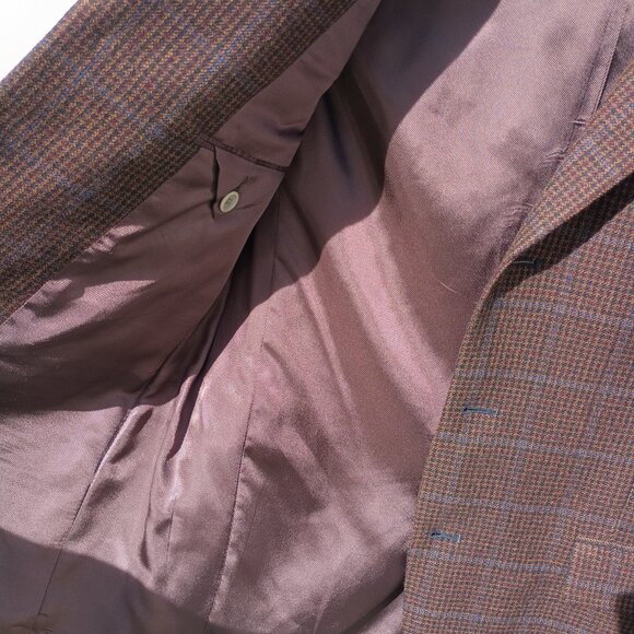DANIEL CREMIEUX Blazer Mens 38S Brown Sport Coat Jacket Classic Houndstooth Vtg - Picture 8 of 15